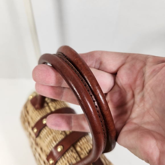 Vintage coated wicker shoulder purse corliss british crown colony of hong kong - Picture 3 of 16